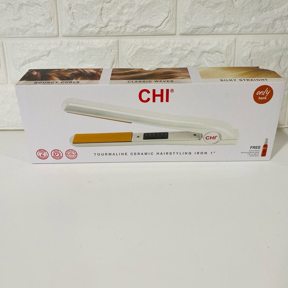 CHI Flat Iron 1" Tourmaline Ceramic Hairstyling Glossy White Box Instructions